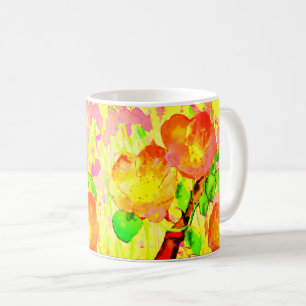 Rosa Sweet Briar Blumen Blätter Zweig Kaffeetasse