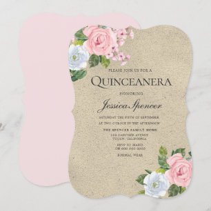 Rosa Sweet Floral Quinceanera Party laden Einladung