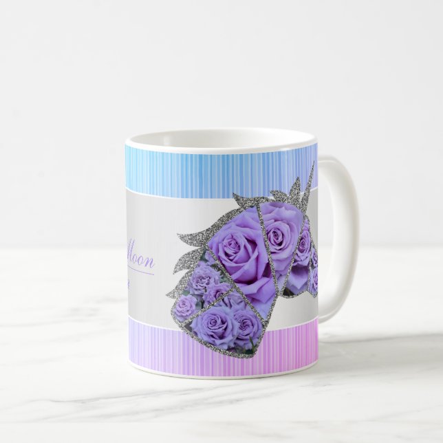 Rosa Sweet Moon コーヒーマグカップ Kaffeetasse (VorderseiteRechts)