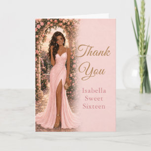Rosa Sweet Sixteen Dankeschön-Karte Dankeskarte