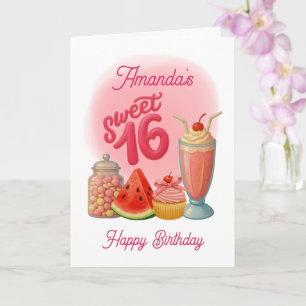 Rosa Sweet Sixteen Geburtstagskarte Karte