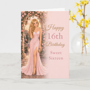 Rosa Sweet Sixteen Geburtstagskarte Karte