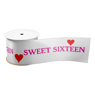 Rosa Sweet Sixteen rote Herzen  Satinband