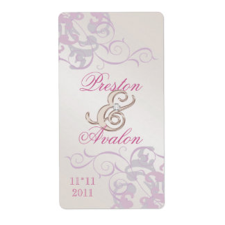 Rosa Swirl Champagner Jeweled Wine Label