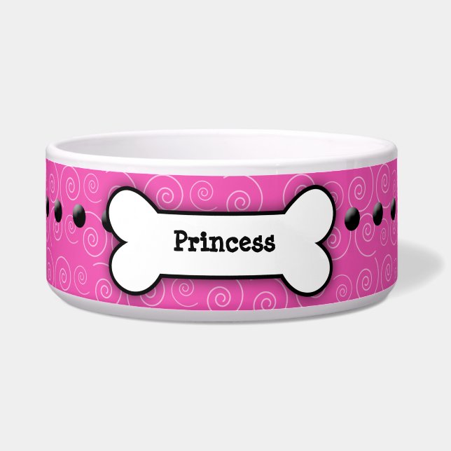 Rosa Swirl Trendy Dog Bone Dog Disc Napf (Vorderseite)