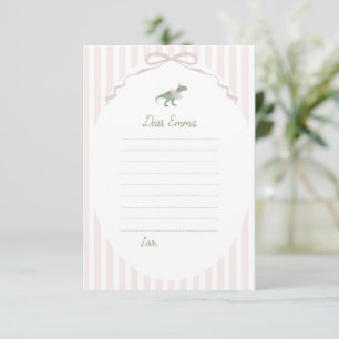 Rosa T-Rex-Tutu-Mädchen-Geburtstags-Zeitkapsel-Kar Einladung