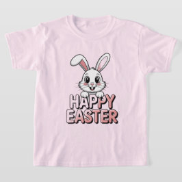 Rosa T-Shirt Frohe Ostern Weißes Kaninchen
