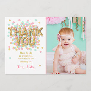 Rosa tadelloser GoldGlitzer-Geburtstag danken Dankeskarte