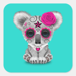Rosa Tag des Toten Babys Koala Quadratischer Aufkleber