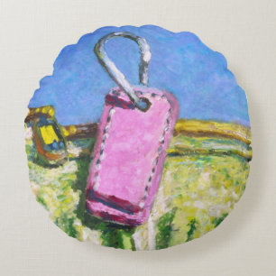 Rosa Tag Landschaft Moderne Abstrakte Expressionis Rundes Kissen