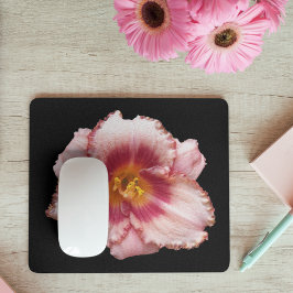 Rosa Taglilie blühen auf schwarzem Blumen Mousepad