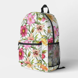 Rosa Taglilie Blume Botanische Kunst Bedruckter Rucksack