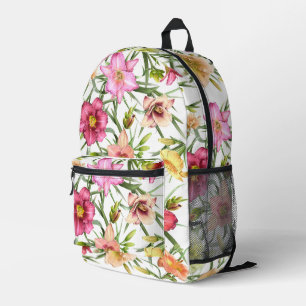 Rosa Taglilie Blume Botanische Kunst Bedruckter Rucksack