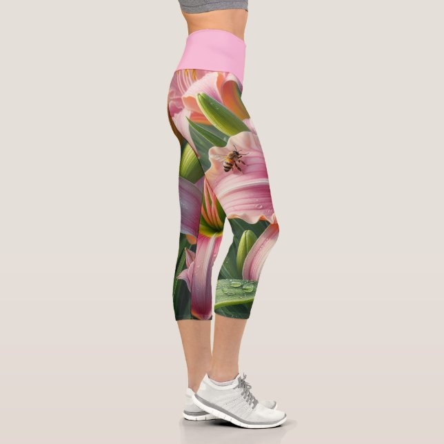 Rosa Taglilie Capri Leggings (Rechts)