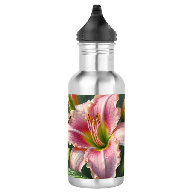 Rosa Taglilie Edelstahlflasche (Rechts)
