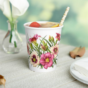 Rosa Taglilien Botanische Kunst Pappbecher