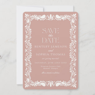 Rosa Talavera Fliese Spanische Fiesta Save-the-Dat Einladung