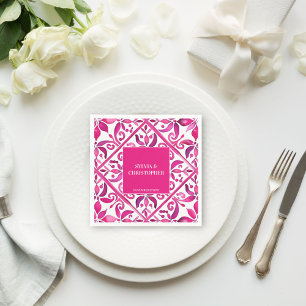 Rosa Talavera Hochzeitmonogramm gedruckt Serviette