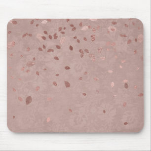 Rosa Tan Brown Shiny Gold Elegante Random-Blätter Mousepad