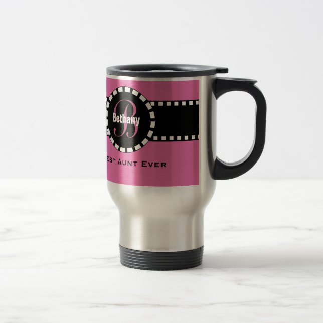 Rosa TANTE Tasse Name-Monogramm (Rechts)
