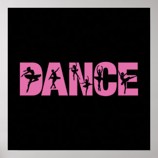 Rosa Tanz mit Ballerina Cutouts Poster