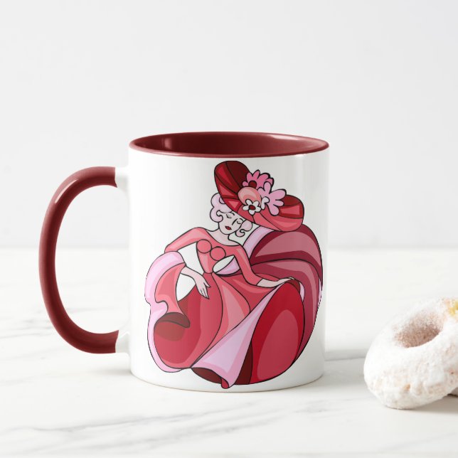 Rosa tanzende Dame Tasse (Mit Donut)