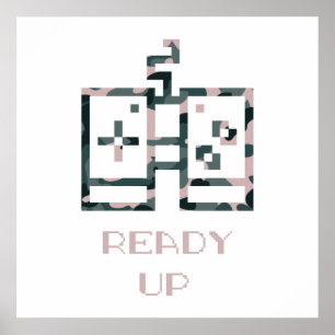 Rosa Tarndesign Gamecontroller Bereit für Gamer Poster