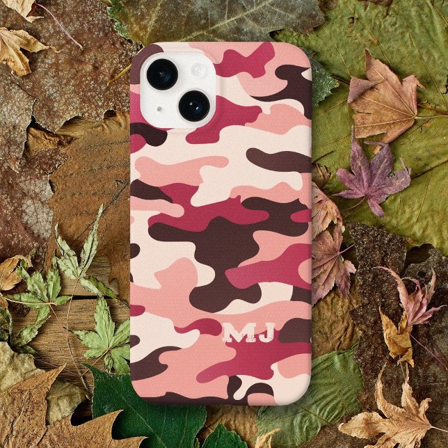 Rosa Tarnmuster mit Initialen iPhone Hülle (Pink Camo with Initials Case-Mate iPhone Case)