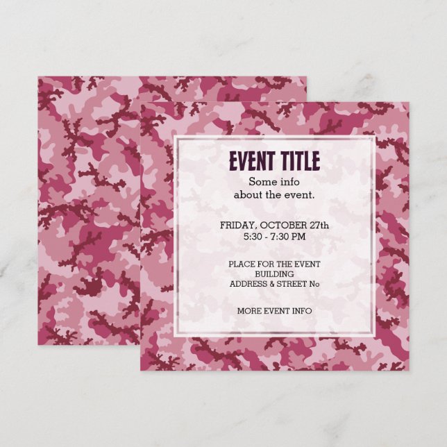 Rosa Tarnung Einladung (Vorne/Hinten)