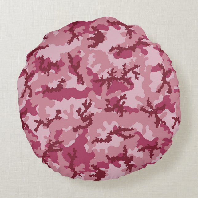 Rosa Tarnung Rundes Kissen (Rückseite)