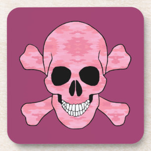 Rosa-Tarnung-Totenkopf-Untersetzer Getränkeuntersetzer