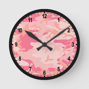 Rosa Tarnungs-Camouflage-Wand-Uhr Runde Wanduhr