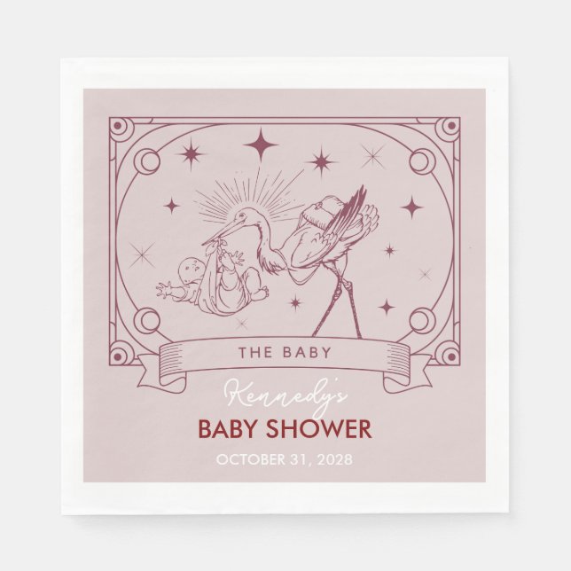 Rosa Tarot Babydusche Napkin Serviette (Vorderseite)