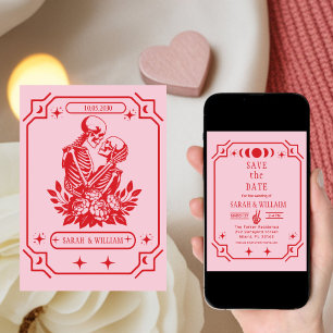 rosa Tarot-Goth Save-the-Date Hochzeits-Einladung Einladung