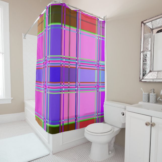 Rosa Tartan Stoffmuster Tuch Madras Duschvorhang (Beispiel)