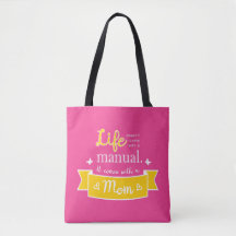 Rosa Tasche mit einem Zitat zur Mama