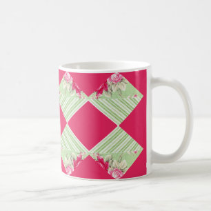 Rosa-Tasse mit falschem Patchwork-Muster Tasse