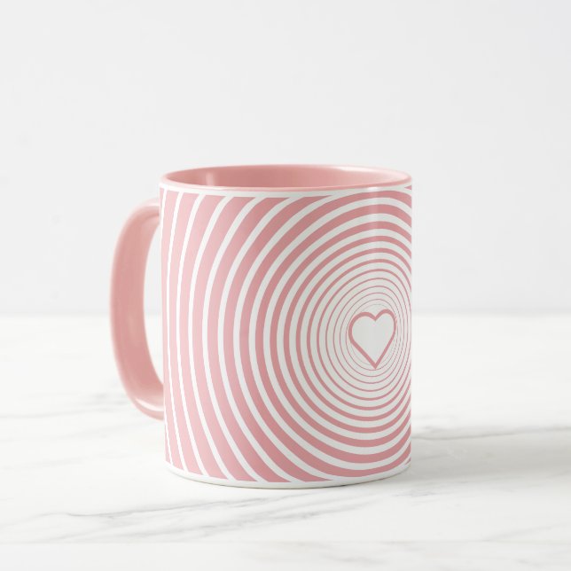 Rosa Tasse mit Herz - Liebe Geschenk (Vorderseite Links)