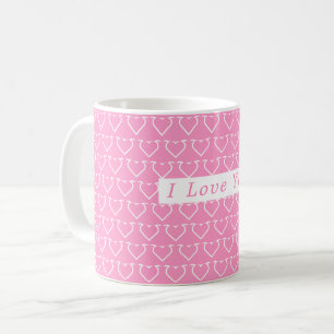 Rosa Tasse mit Herz und Text - I Liebe Sie