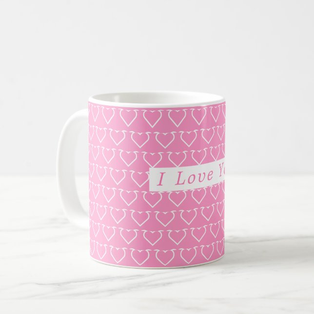 Rosa Tasse mit Herz und Text - I Liebe Sie (Vorderseite Links)