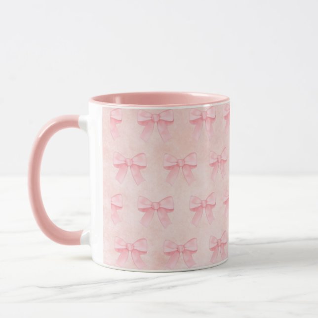 Rosa Tasse mit rosa Schleifen (Links)