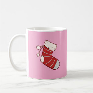 Rosa Tasse mit Weihnachtsstrumpf