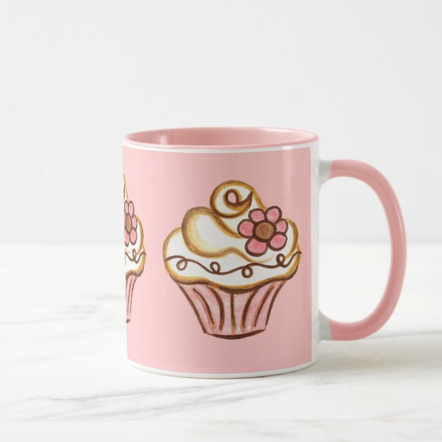 Rosa Tassen-Cupcake Tasse (Rechts)