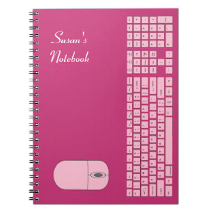 Rosa Tastatur und Maus-Notebook Notizblock
