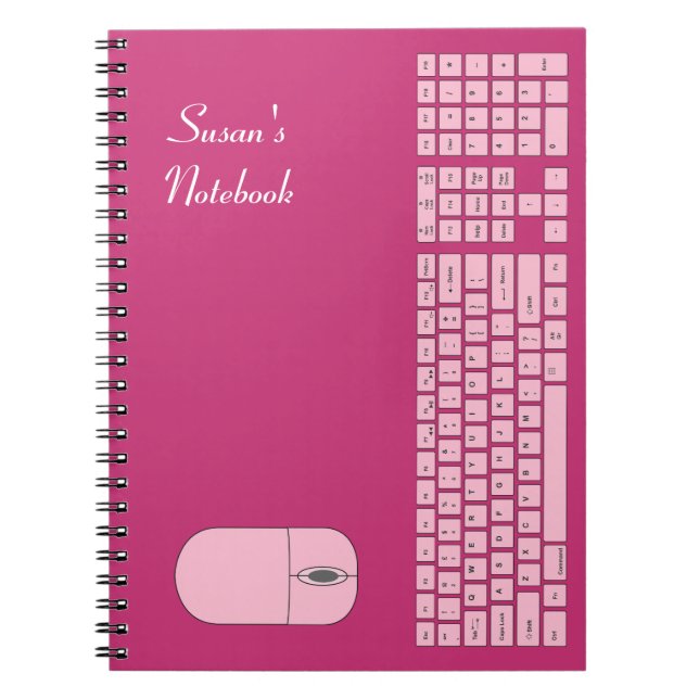 Rosa Tastatur und Maus-Notebook Notizblock (Vorderseite)