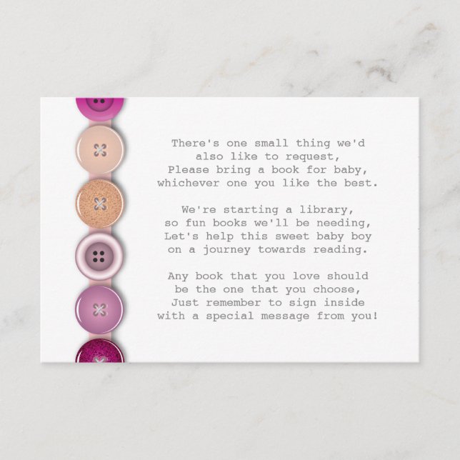 Rosa Taste Babydusche Einsteckkarte Begleitkarte (Vorderseite)