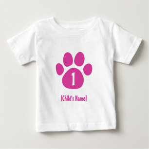 Rosa Tatzen-Druck-Geburtstag Baby T-shirt