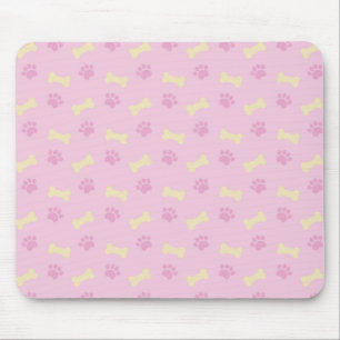 Rosa Tatzen-Druck-Knochen-Muster Mousepad