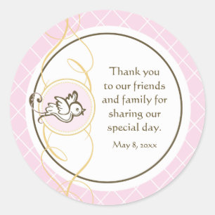 Rosa Taufe/Christening Gefallen Sticker