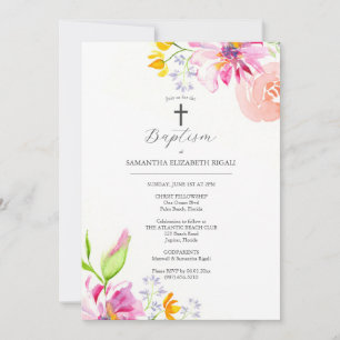 Rosa Taufe Einladungen Eltern Name Blume